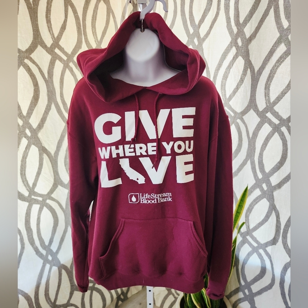 Jerzees Nublend Burgundy Hoodie Size MEDIUM - Picture 1 of 3